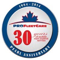 Pro Fleet Care Mobile Rust Control and Rust Proofing 30 Year Anniversary Logo